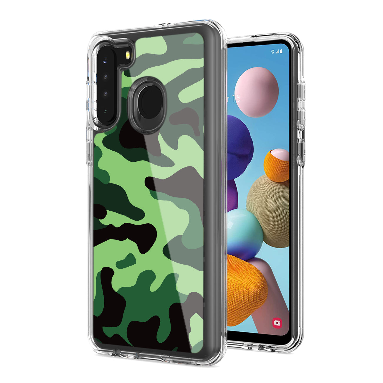 Camouflage Dual Layer Hybrid Hard Plastic and Soft TPU Rubber Case Cover for  SAMSUNG GALAXY S21/S30 In Mint Green